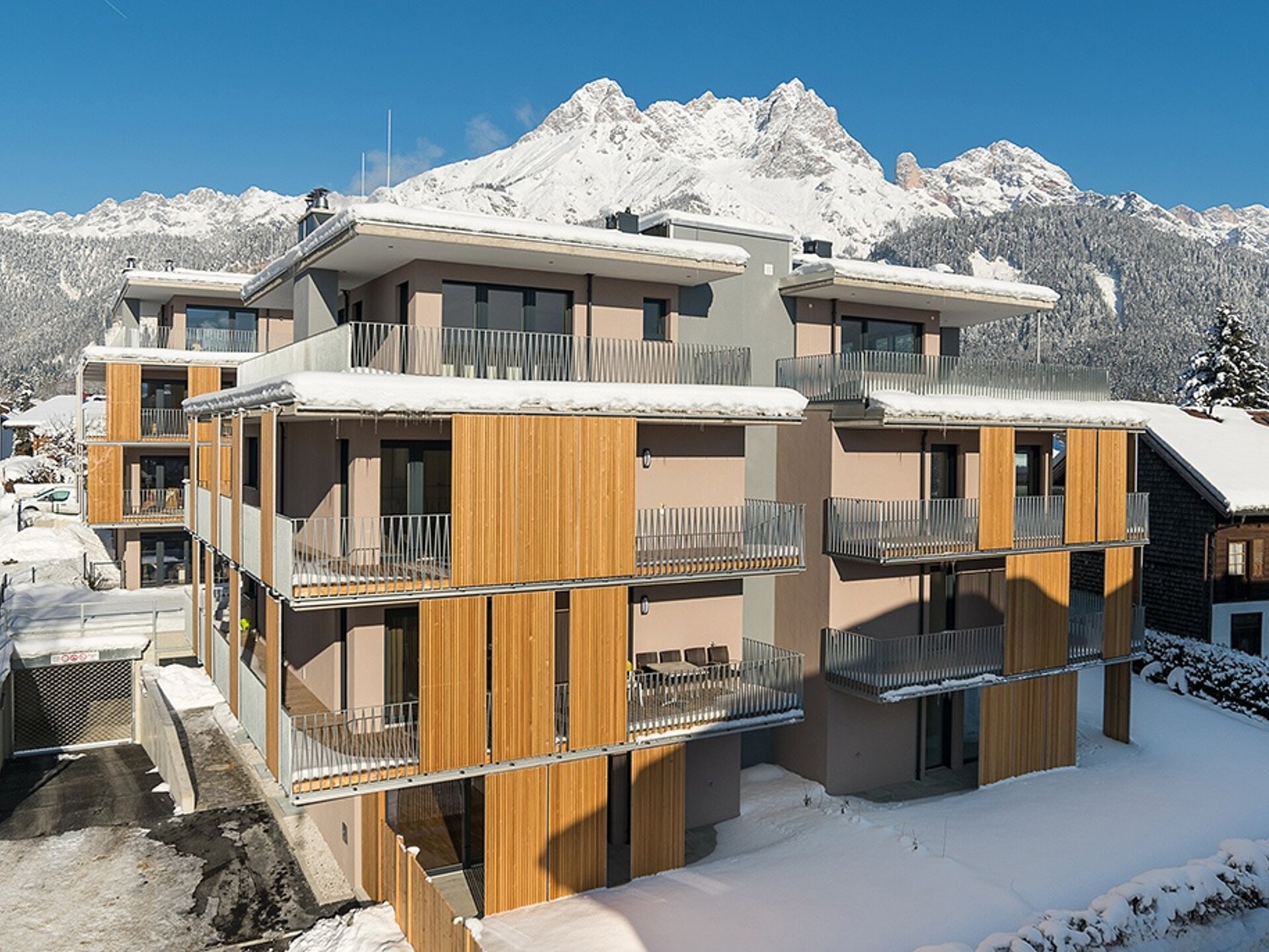 Außenansicht der Wohnanlage Stadtvillen in Saalfelden